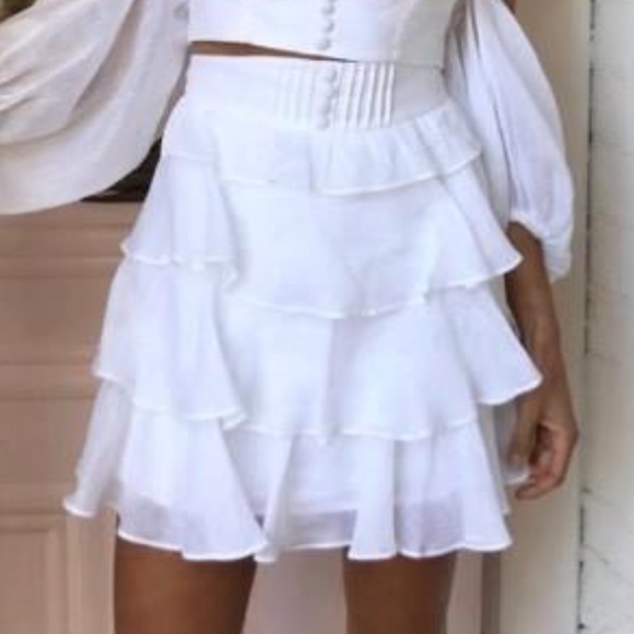 JOSLIN TALISA LINEN RAMIE SKIRT IN OPTICAL WHITE - Picture 5 of 7